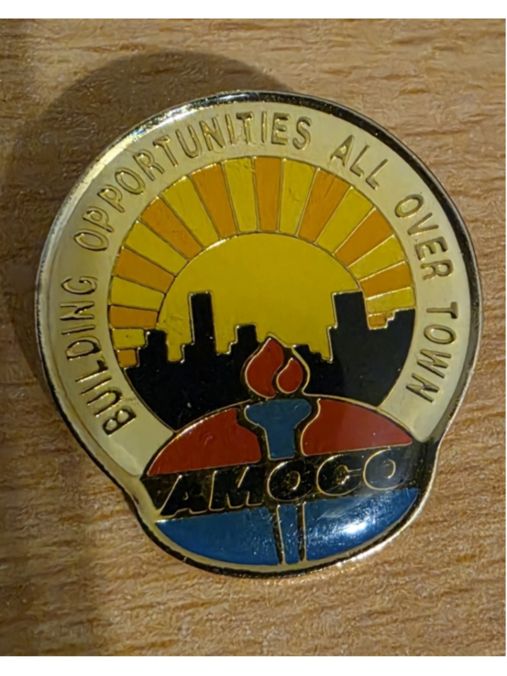 Vintage AMOCO Building Opportunities All Over Town Enamel Employee Lapel Pin